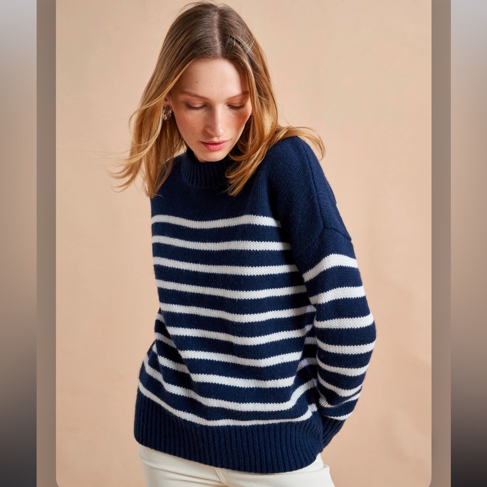 La Ligne NYC Marin Sweater classic celeb favorite Navy Cream Stripe